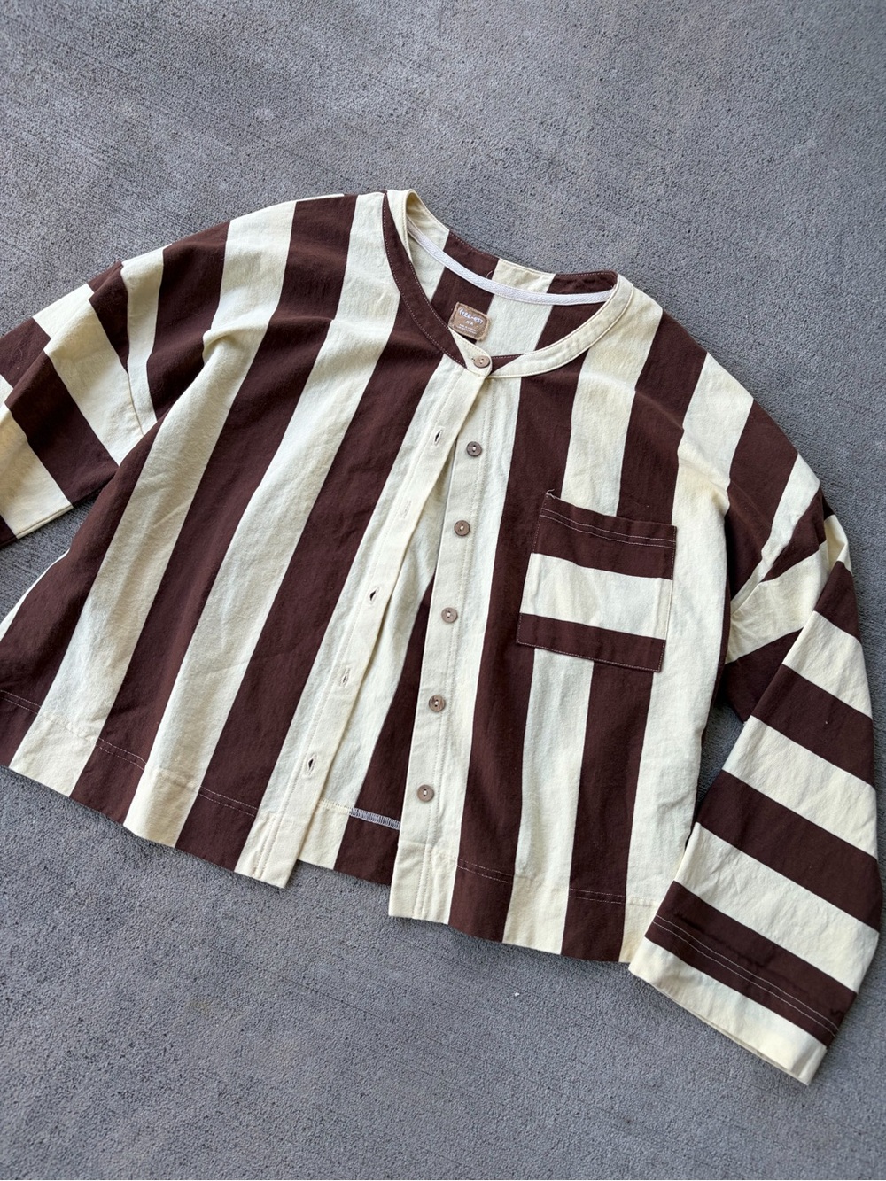 Free People free est striped cardigan sweatshirt sweater yellow brown top - Picture 2 of 4